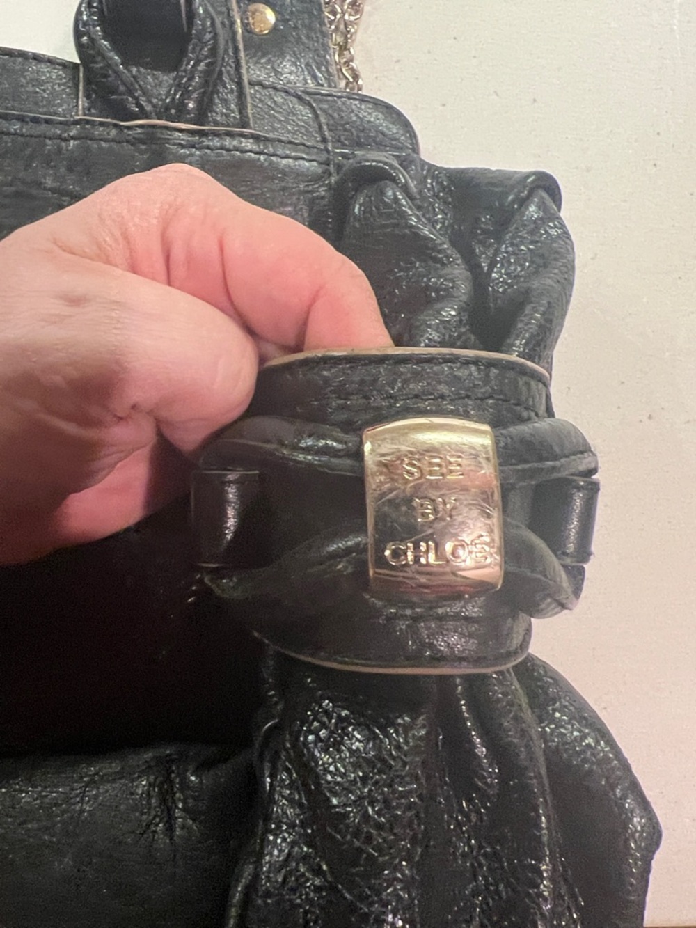 See By Chloe Black Leather Tote with Branded Charm - Picture 5 of 8